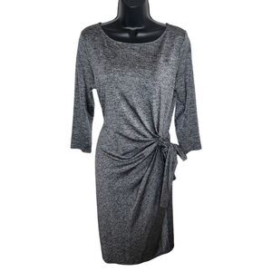 Ann Taylor heathered gray faux wrap dress size Medium